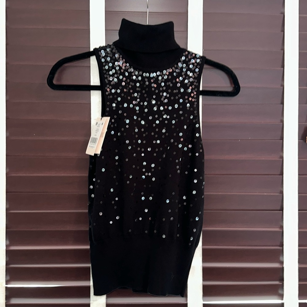 Cinq à Sept Carlene Sequin Cotton & Cashmere Sleeveless Sweater